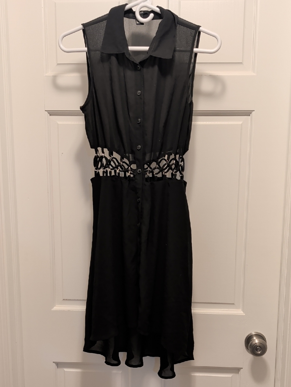 Forever 21 Black Sleeveless High-Low Dress with Braided Cutout Waist
